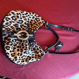 Diane Von Furstenberg leather and leopard purse